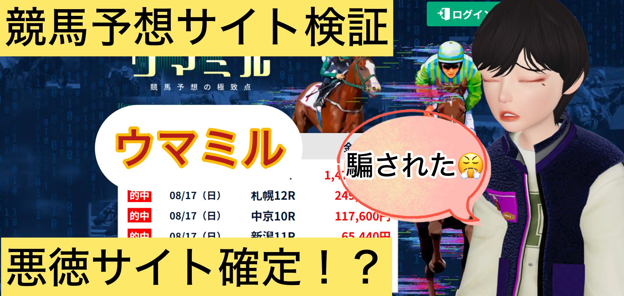 ウマミル,,,競馬,競馬予想,競馬予想サイト,競馬投資,競馬投資家,詐欺,口コミ,当たる,当たらない,稼げる,稼げない,検証,